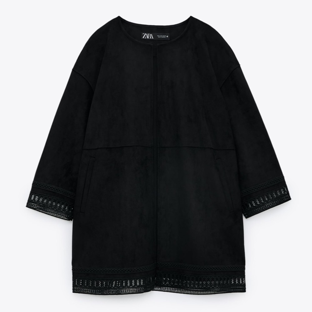 Zara Faux Suede Jacket - Black